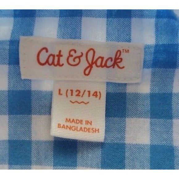 Cat Jack Shirt Boys Large Button Down Pocket Long Sleeve School Checkered - Picture 10 of 14